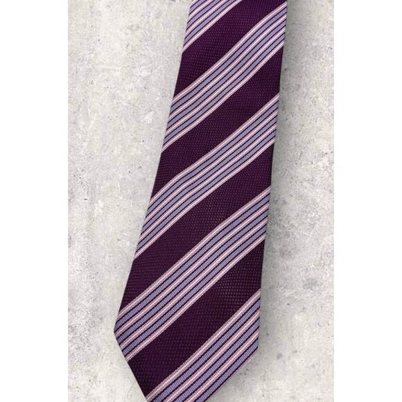 CORNELIANI Silk Tie ITALY Purple Pink Striped W:3.7" EUC - Picture 5 of 5